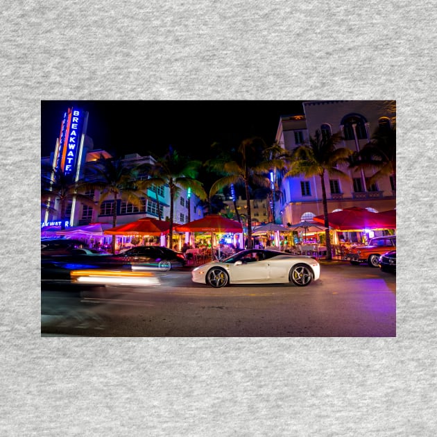 Ocean Ave at Night Miami Florida by WayneOxfordPh